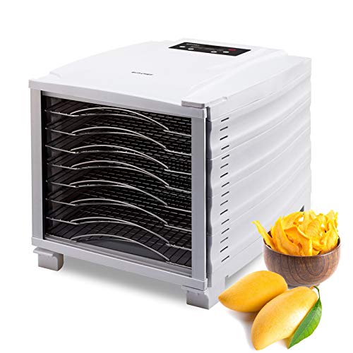 Deshidratador de alimentos BioChef Arizona 8 bandejas de acero inoxidable – Temporizador, puerta transparente, bandejas móviles, BPA Free y Tritan (Blanco)