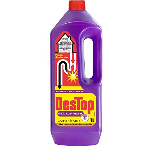 Destop Express - Desatascador para Tuberías Superconcentrado con sosa cáustica, formato gel - 1L