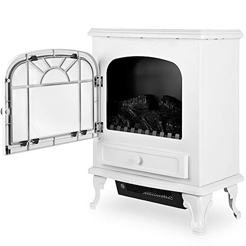 Deuba Chimenea eléctrica Blanca 2 niveles de calor 1000W o 2000W interior realista termoventilador 50,4x28,3x60 cm deco