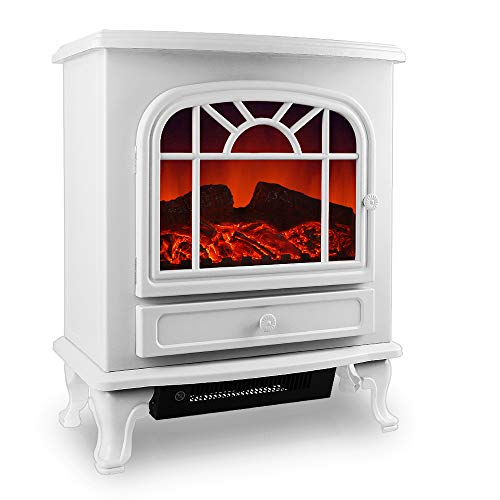 Deuba Chimenea eléctrica Blanca 2 niveles de calor 1000W o 2000W interior realista termoventilador 50,4x28,3x60 cm deco