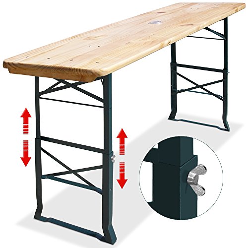 Deuba Mesa cervecera Plegable de Madera Agujero para sombrilla 170cm Altura Ajustable jardín Interior Exterior