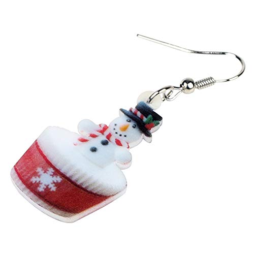 DFHTR Acrílico Feliz Navidad Muñeco De Nieve Pendientes De Cupcake Gota Cuelga Decoración Regalo De Año Nuevo Joyería para Mujeres Niñas Pendientes Colgantes