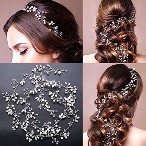 Diadema para novia, 3 unidades, de cristal, con perlas plateadas, estilo vintage, para mujeres y niñas en bodas, fiestas o eventos casuales, accesorios para el pelo de fiesta de bodas