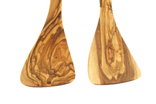 Die Olivenholz-Manufaktur – Juego de Utensilios de Cocina, Madera de Olivo, 4 Piezas. 2 x 2