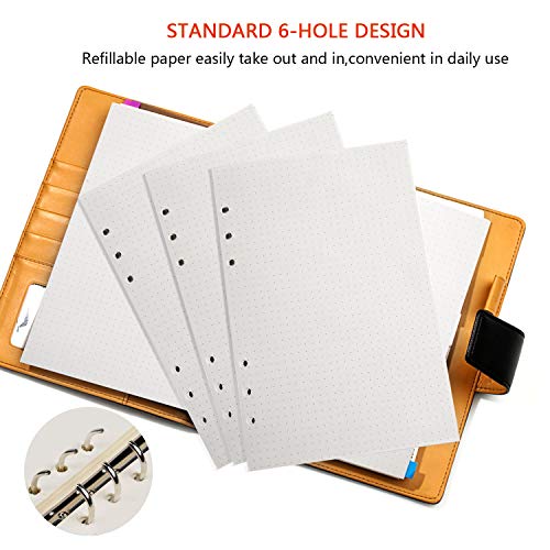 Diealles Shine 135 Hojas/270Páginas Papel de Recambio A5 con 6 Anillas para Cuadernos Diarios Planificador Calendario DIY Scrapbooks, Punto