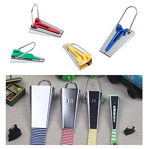 Diealles Shine Clips para Coser Cinta de Bies 4 Piezas Set 25mm 18mm 12mm 6mm diferentes tamaños para hacer ancho.