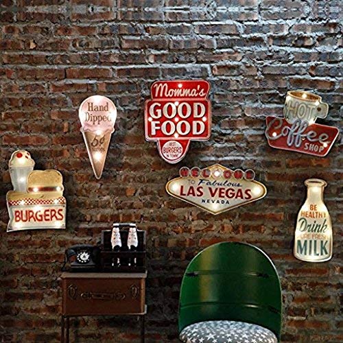 DiiliHiiri Cartel Retro Luminoso Cerveza Bar Restaurante Cafeteria Estilo Vintage Letrero Metálico de Artesanía Accesorios de Decoración Hogar de los Años 50 (Hot Coffee)