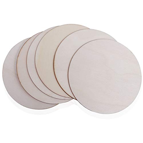 Discos de Madera Sin Acabado (50 Piezas) - Rebanadas 10cm de Diámetro, 2mm de Grosor - Círculos Lisos Natural para sus Decoraciones, Manualidades, Etiquetas, Ornamentos, Libros de Recortes y Posavasos