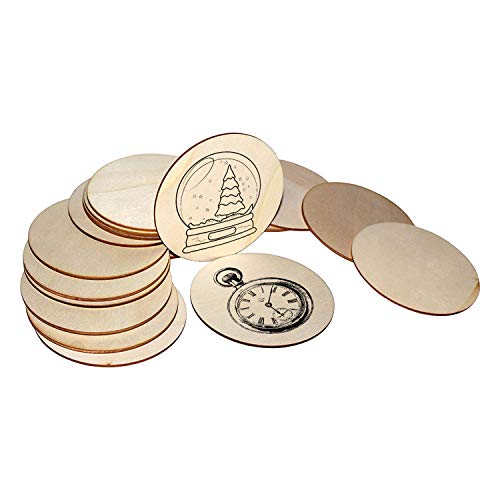 Discos de Madera Sin Acabado (50 Piezas) - Rebanadas 10cm de Diámetro, 2mm de Grosor - Círculos Lisos Natural para sus Decoraciones, Manualidades, Etiquetas, Ornamentos, Libros de Recortes y Posavasos