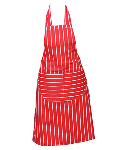 Discounted Cleaning Supplies Chefs Delantal Calidad Profesional Carnicería Cocina Cooks Restaurante Bistro BBQ Colegio Instituto Doble Bolsillos 100% Algodón - Rojo