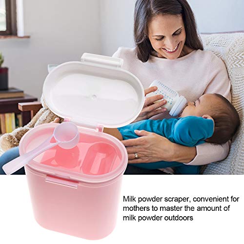 Dispensador de leche en polvo para bebés, Contenedor ligero para Fórmula infantil Caramelos Clasificador de frutas, Caja de almacenamiento de leche en polvo para viajes al aire libre(Rosa grande)