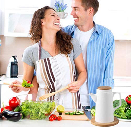 Dispensador de olla de aceite de cerámica blanca pura moderna Vinagre dispensador de olla HOME Kitchen Dispensador de salsa de oliva con tapa, vertedor de fugas a prueba de polvo, vinagrera de sa