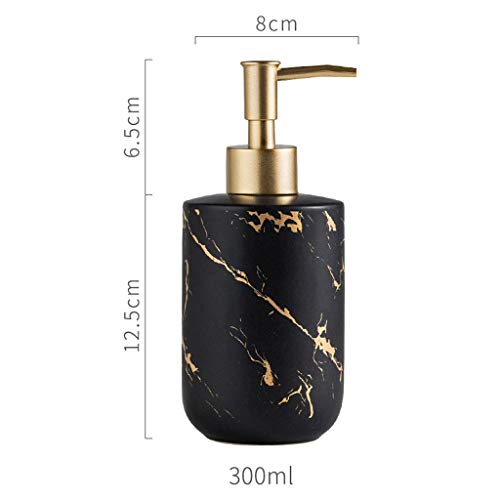 Dispensador Jabon Cocina Baño De Cerámica Dispensador de Jabón Desinfectante de Manos Botella de Mármol Dorado Textura de Metal Mate Cabeza de Bomba de Resorte de Superficie de Metal Dosificador de Bo