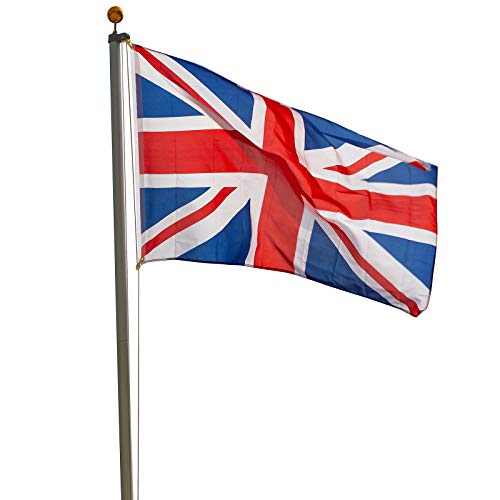 Display4top Mástil Aluminio Exterior 6.1m Incluye Bandera de Reino Unido 150 x 90 cm
