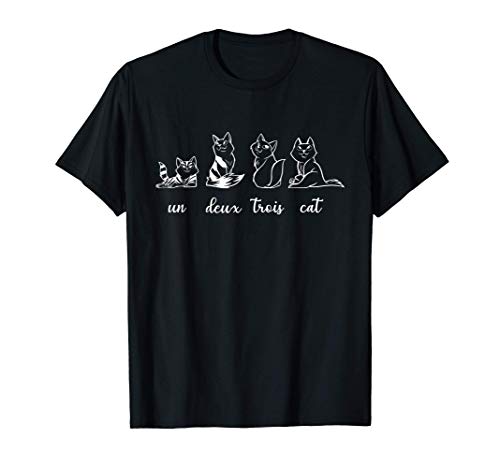 Divertida Camiset un deux trois cat, amantes de los gatos Camiseta