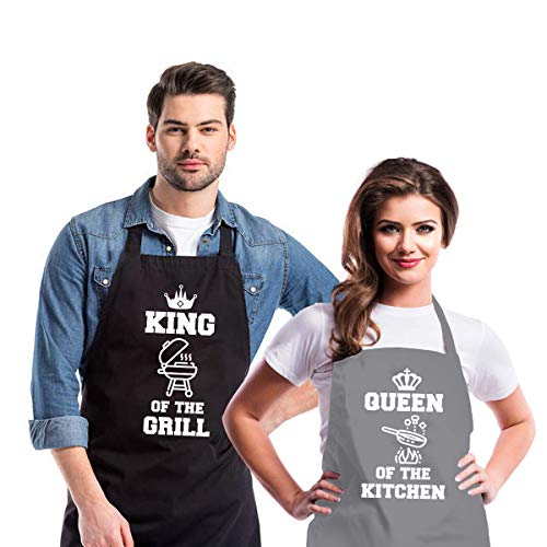 Divertidos Delantales de Cocina para Pareja Lindos Delantales de Cocina a Juego Aniversario Boda Compromiso Despedida de Soltera Delantal de Navidad Regalos