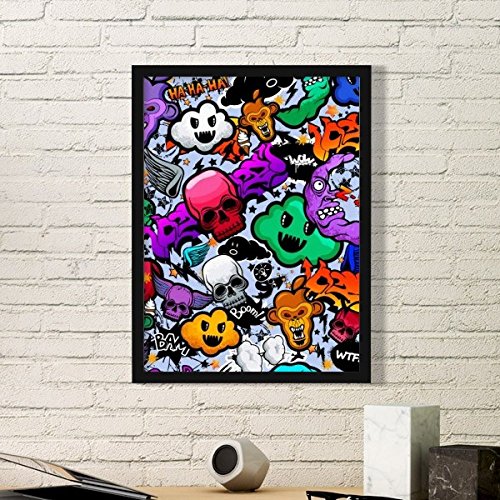 DIYthinker Calle de la Pintada Colorida Cultura Boom Nube cráneo del Mono Helado Arte Americano del patrón de ilustración Simple Marco de Fotos de Cuadros de Pinturas casera de la Pared Pequeño Negro