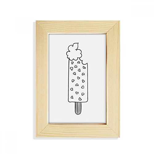 DIYthinker Esquema del Negro del corazón paletas de Helado de Escritorio de Madera Marco de la Foto del Arte Pintura 5X7 Pulgadas