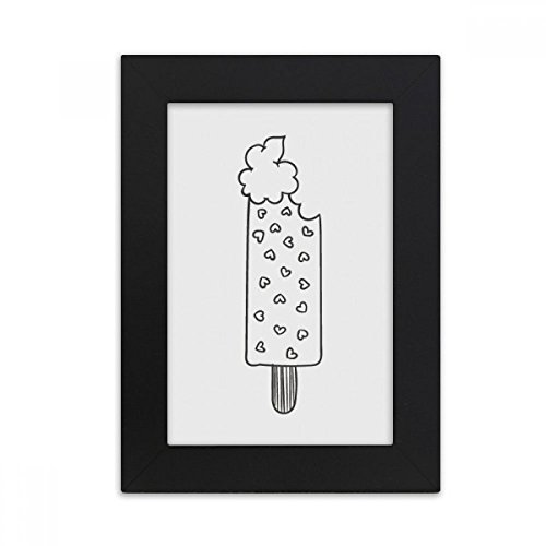 DIYthinker Esquema del Negro del corazón paletas de Helado de Escritorio Marco de la Foto del Arte Negro Pintura 5X7 Pulgadas