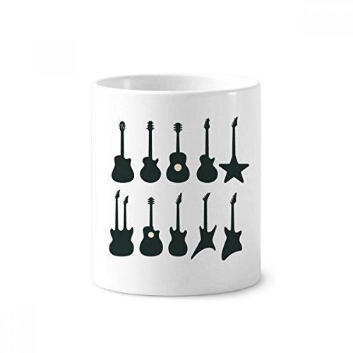 DIYthinker Guitarra eléctrica Música vitalidad Suena soporte de cerámica taza del cepillo de dientes de la pluma blanca Copa 350ml regalo 9,6 cm de alto x diámetro 8.2cm