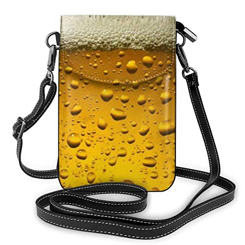 DJNGN teléfono Celular Monedero Cerveza Papel Pintado Mujer PU Cuero Moda Bolso con Correa Ajustable