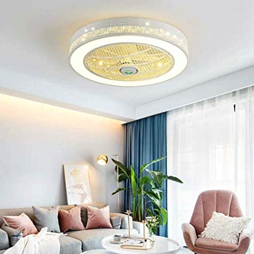 DLGGO Las habitaciones simples modernos Ventilador de techo Luz Ventilador de techo con iluminación LED y la tranquilidad de control remoto Ventilador Ventilador de techo invisible de las luces de los