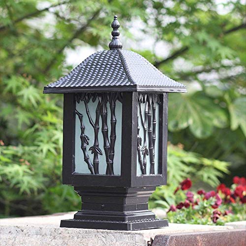 DLINMEI Faros de Columna Faros de Columna Cuadrados Europeos Luces Faros de Metal de una Cabeza for Exteriores Lámparas de pilares Impermeables a Prueba de Herrumbre Villa Jardín Exterior Farolillos