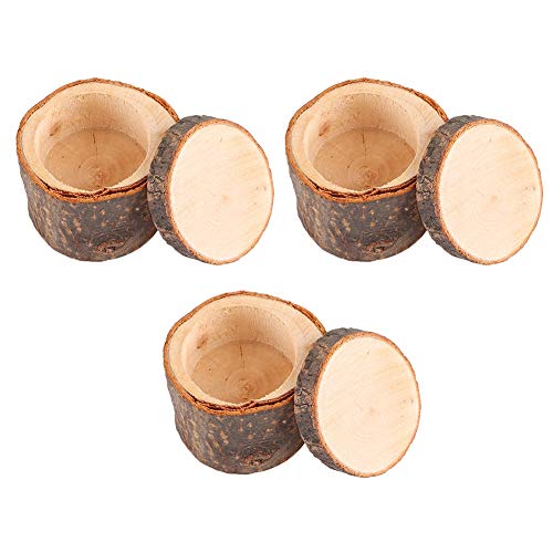 DOACT 3 unids/Set Caja de Anillo de Madera DIY Soporte de Anillo de Boda rústico Portador Caja contenedor para Decoraciones de Aniversario