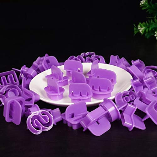 Dokpav 40 Piezas Morado Forma del Número del Alfabeto Cortador de Galletas Bricolaje Mini Fondant Pastel Molde de Decoración Molde de Galletas
