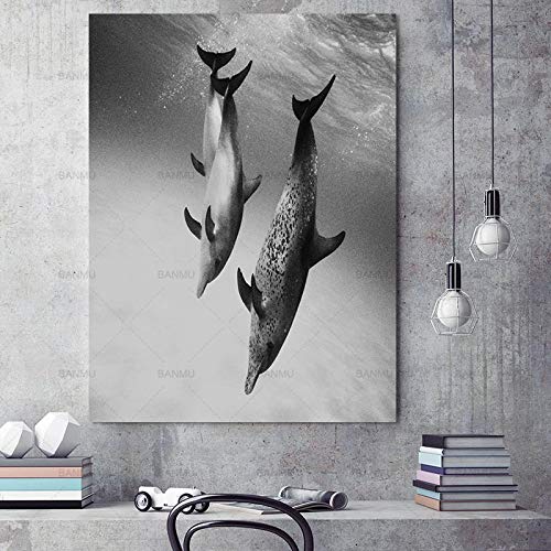 Dolphin Animal Nordic Abstract Wall Pictures para Sala de Estar Art Decoration Picture Scandinavian Canvas Painting (Sin Marco) R1 40x50CM