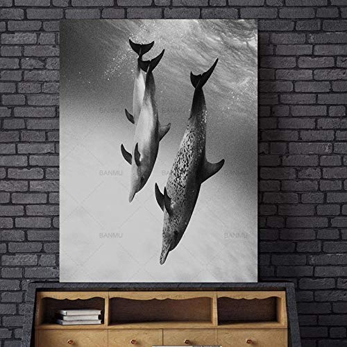 Dolphin Animal Nordic Abstract Wall Pictures para Sala de Estar Art Decoration Picture Scandinavian Canvas Painting (Sin Marco) R1 40x50CM