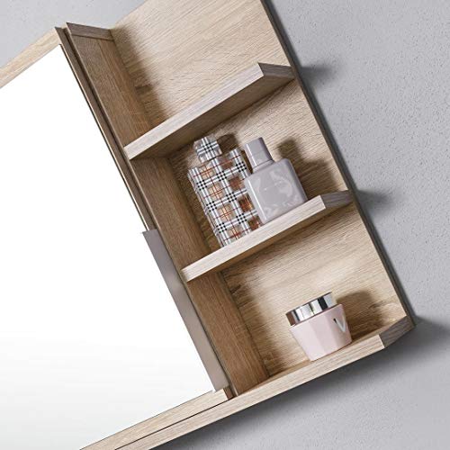 DOMTECH Home Decor - Armario con espejos para cuarto de baño con estantes, (roble Sonoma)