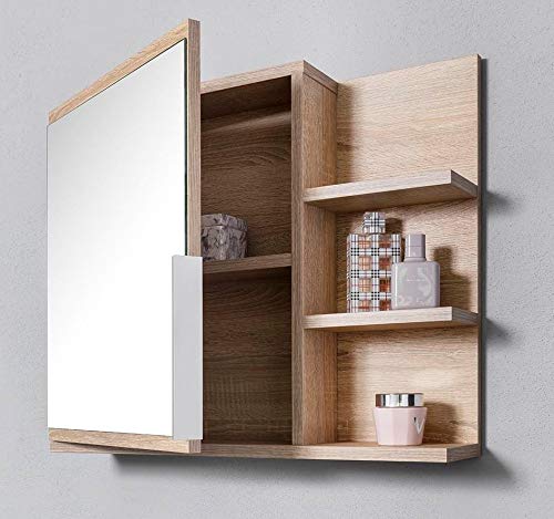 DOMTECH Home Decor - Armario con espejos para cuarto de baño con estantes, (roble Sonoma)