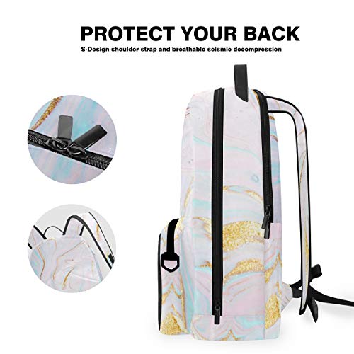 DOSHINE Mochila de Viaje Desmontable, patrón de mármol Pastel, Mochila Escolar para Hombres Mujeres niños niñas