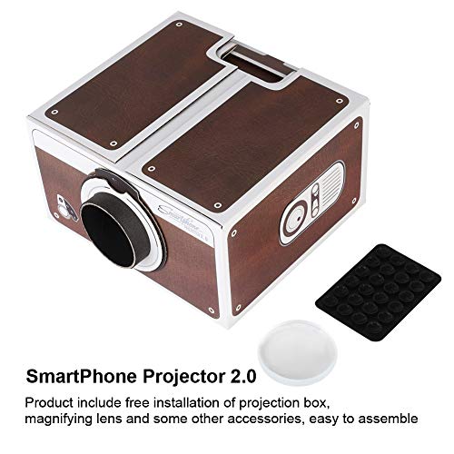 Dpofirs Mini DIY Proyector Portátil 2.0 para Teléfono Móvil, Proyector de Cartón de la Segunda Generación para Teléfonos no Más de 5.8 Pulgadas, Caja de Papel de Proyección de Aumento de 8X