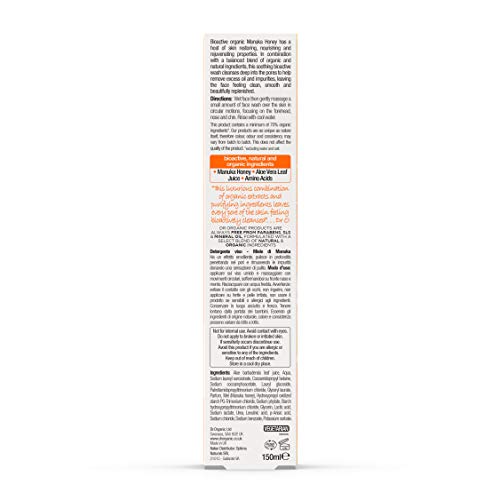 Dr. Organic - Limpiador facial con miel de Manuka ecológico, 150 ml