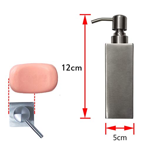 DREAMWIN Dosificador Jabon, Dispensador de Jabón, Jabonera de loción líquido Inoxidable Botella, Fregadero de Cocina Dispensador, Dispensador de Jabón/Champú/Loción para Baño Hotel, Restaurante