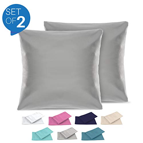 Dreamzie - Set de 2 x Funda de Almohada 60x60 cm, Gris Antracita, Microfibra (100% Poliéster) - Fundas de Almohadas Hipoalergénica - Fundas de Cojines de Calidad con una Suavidad Incomparable