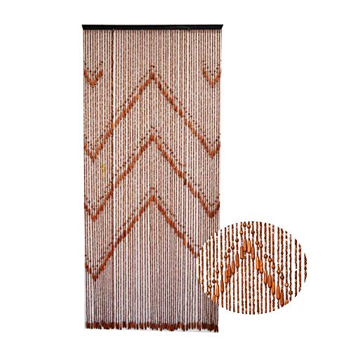 DSDD Cortina de Cuentas 60 acciones Cuerdas de Madera Cortinas de Cuentas Decoración del hogar Cadena de Puerta divisoria, encriptación, Retro (Color: 90x200CM)