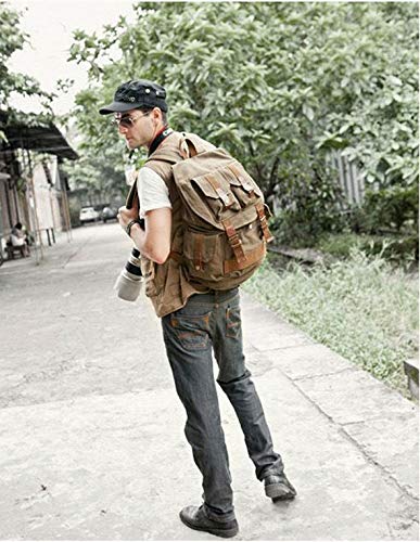 DSLR Cámara Reflex Lona Bolsos de Hombro Mochila con Tapa Impermeable y Bolsa de Depósito Interior
