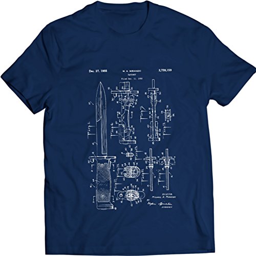DTG Printing M9 Bayonet Militar Cuchillo Patentare Camiseta (L, Azul Marino)