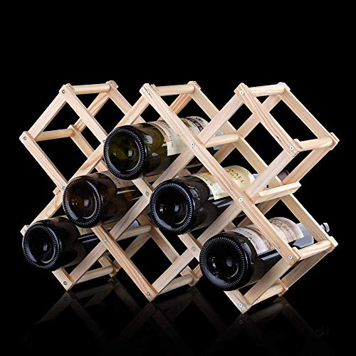 Ducomi® – Botellero de madera plegable Vinoria, para vino, para enotecas, expositor elegante y fino, con carta de vinos