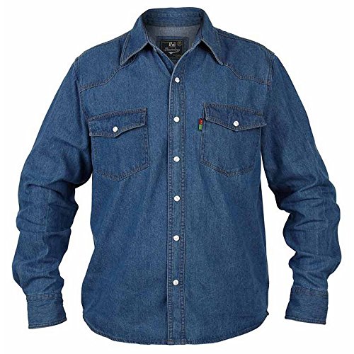 Duke - Camisa Vaquera Modelo Western en Tallas Grandes para Hombre (3XL) (Negro)
