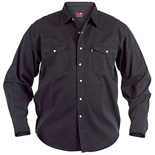Duke - Camisa Vaquera Modelo Western en Tallas Grandes para Hombre (3XL) (Negro)