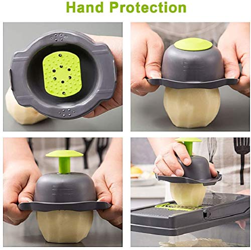 DUMAO Cortador de Verduras, Picador de Alimentos Rallador para Ensalada Mandolina Multifución para Frutas y Verduras Cuchillas de Acero Inoxidable Pica y Corta Fácilmente