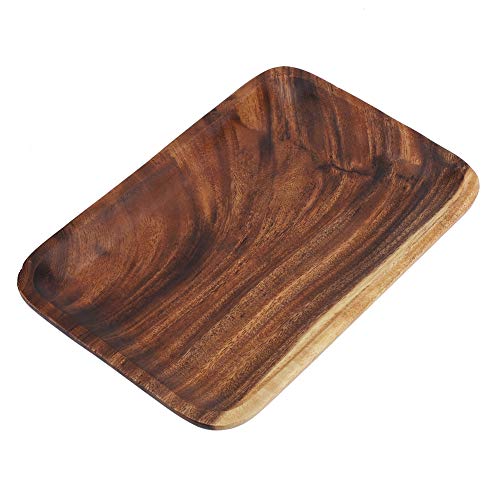 Duokon Grano de Madera Natural Bandeja de Sushi Elegante Bocadillos Postres Ensalada Rectángulo de Madera Que Sirve el Plato de Plato para el Restaurante en casa Hotel (25 * 17 * 2 cm)