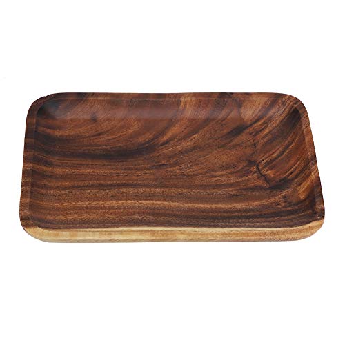 Duokon Grano de Madera Natural Bandeja de Sushi Elegante Bocadillos Postres Ensalada Rectángulo de Madera Que Sirve el Plato de Plato para el Restaurante en casa Hotel (25 * 17 * 2 cm)