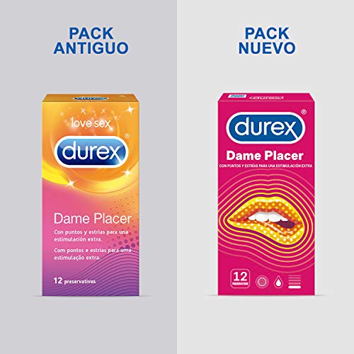 Durex Preservativos Dame Placer con Puntos y Estrías - Total 12 Condones