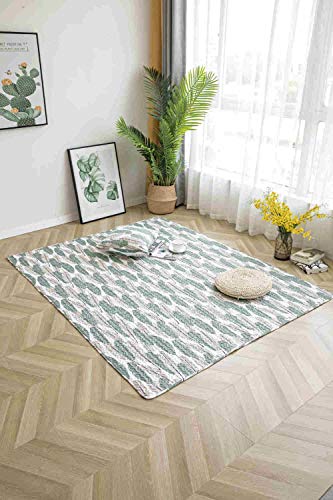 dusg Alfombra De Salón Moderna Tradicional Hoja de plátano Verde 90 × 210 cm