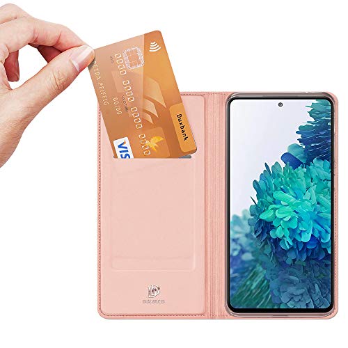 DUX DUCIS Funda Samsung Galaxy S20 FE, PU Cuero Flip Carcasa Fundas Móvil de Tapa Libro para Samsung Galaxy S20 FE (Rosa Dorada)